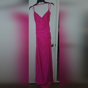 NWT!  Neon Pink Long La Femme Prom Dress with Open Back!!
